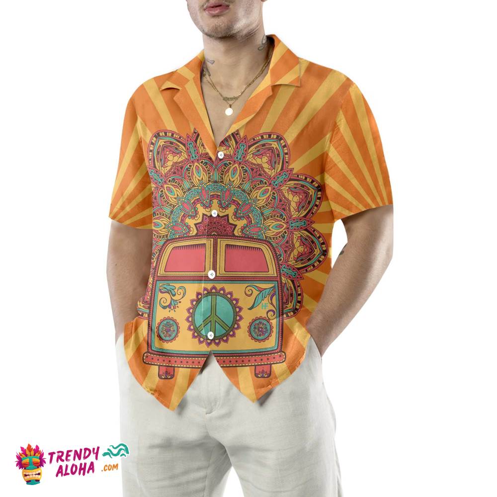 Hippie Van Mandala Hawaiian Shirt, Funny Hippie Shirt, Unique Hippie Gift