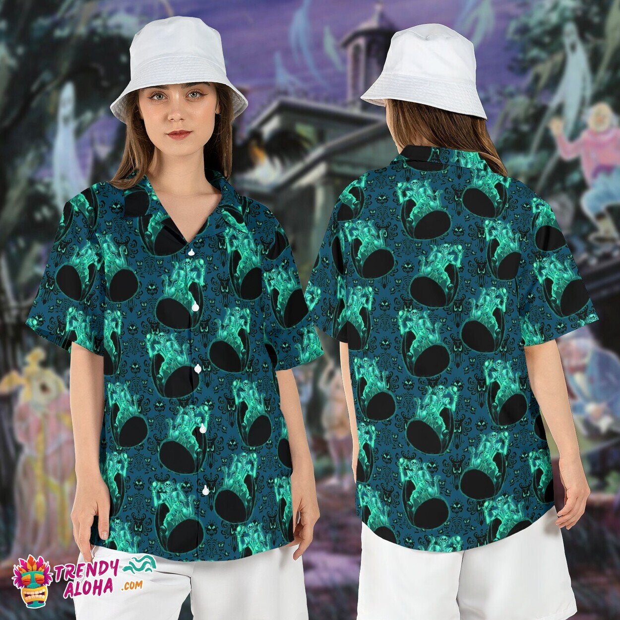 Hitchhiking Ghosts Haunted Mansion Halloween Mortals Aloha Tee
