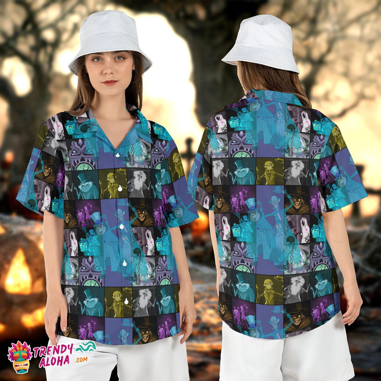 Hitchhiking Ghosts Haunted Mansion Spooky Halloween Aloha Top