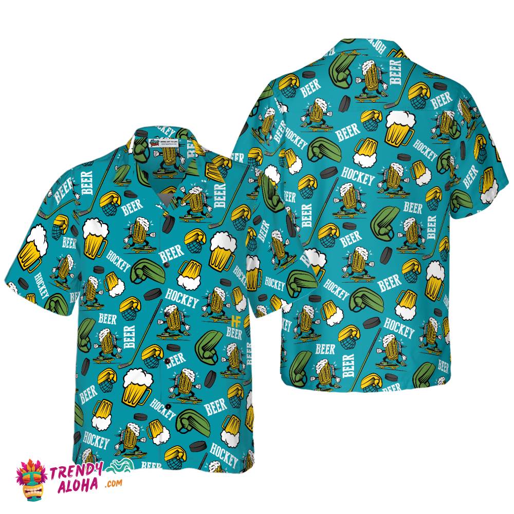 Hockey And Beer Hawaiian Shirt Hockey And Beer Hawaiian Shirt