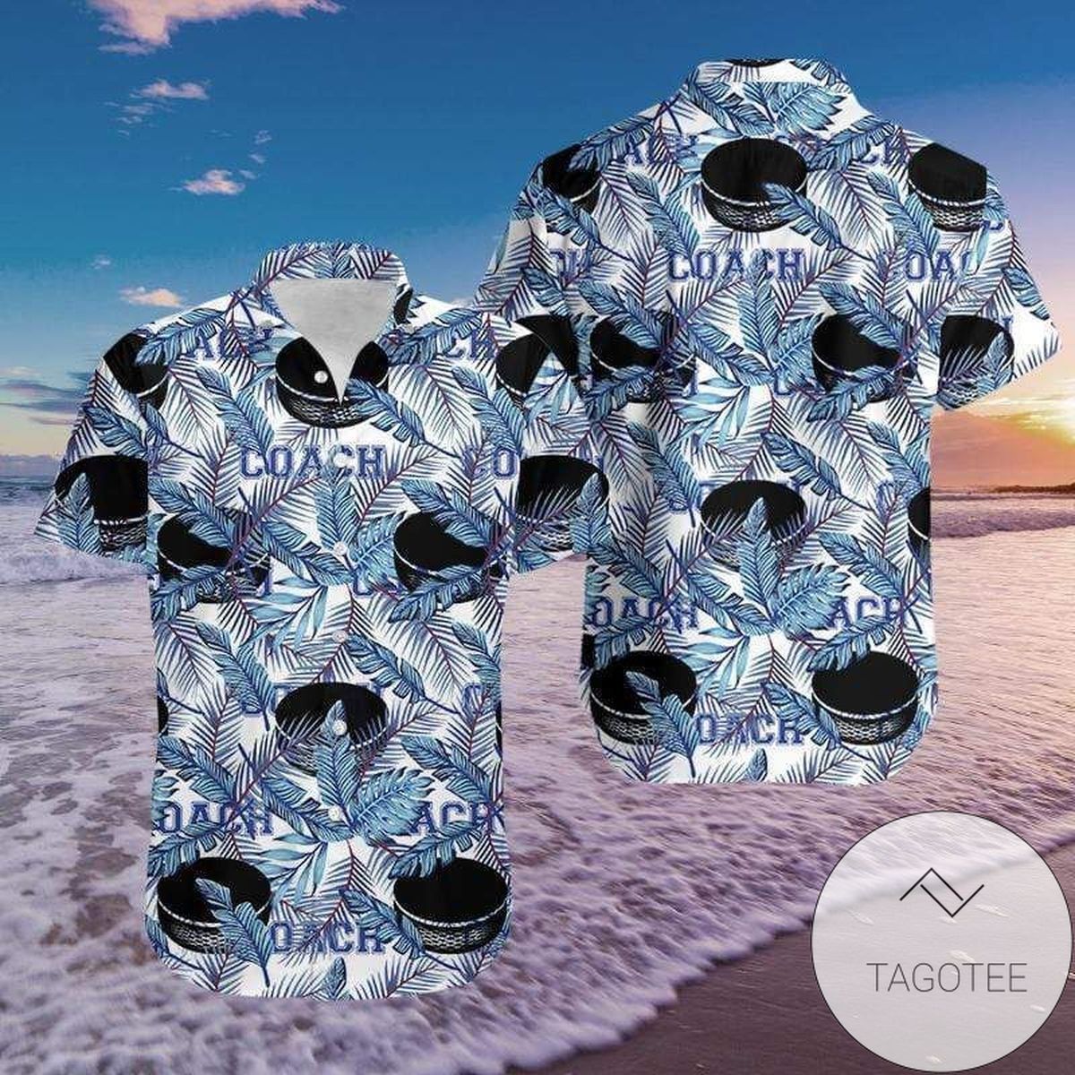 Hockey Coach in Blue Splendor Hawaiian Shirt Design
