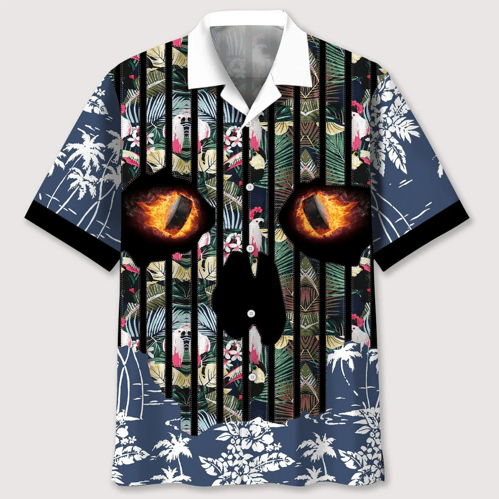 Hockey Flower Skull Trendy Hawaiian Shirt