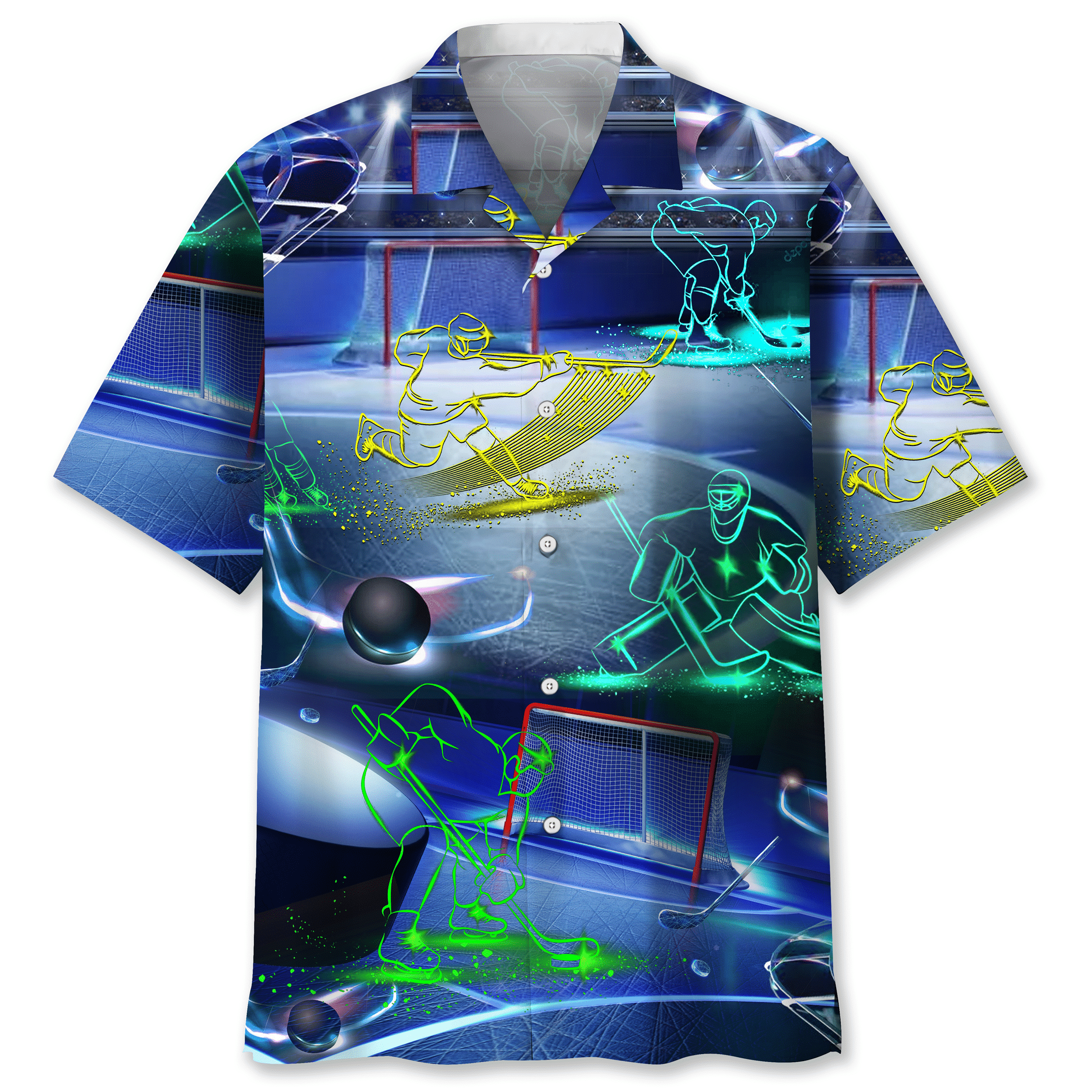 Hockey Neon Trendy Hawaiian Shirt