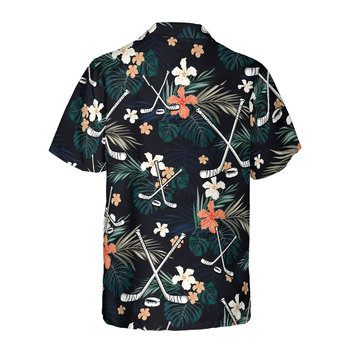 Hockey Tropical Black & Blue Trendy Hawaiian Shirt, Sport Trendy Hawaiian Shirt, Best Gifts For Men, Hawaiian Gift