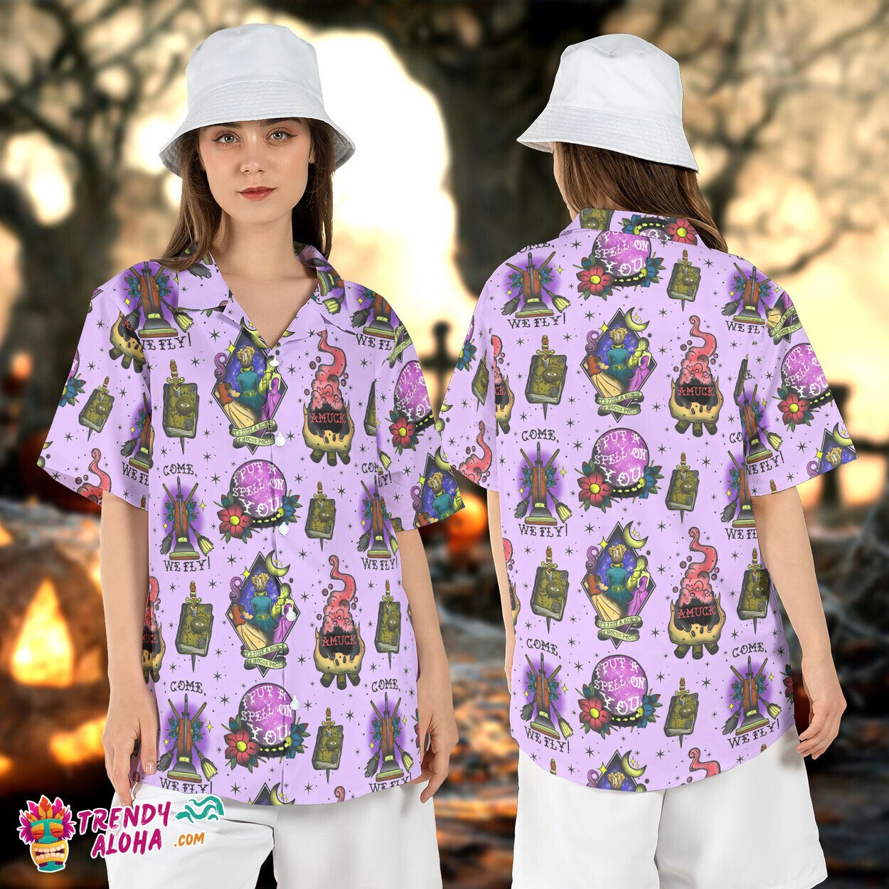 Hocus Pocus Sanderson Sisters Halloween Witch Aloha Shirt
