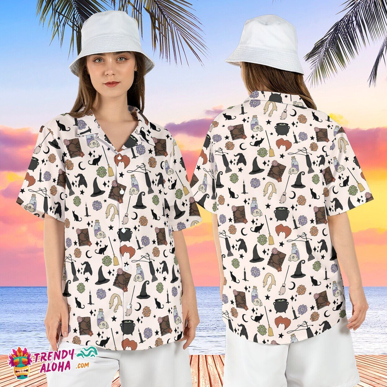 Hocus Pocus Sanderson Sisters Halloween Witch Sisters Aloha Shirt