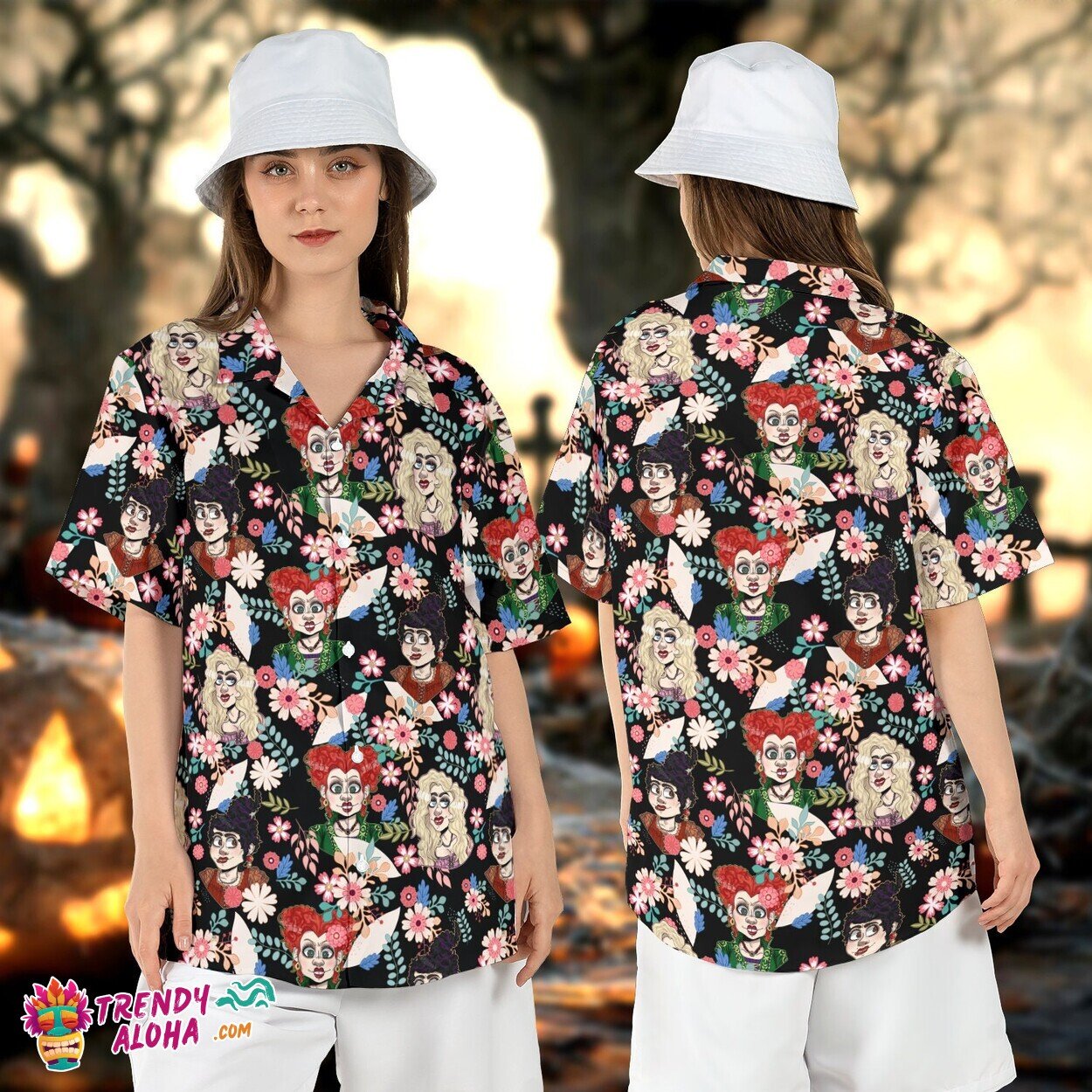 Hocus Pocus Tropical Floral Sanderson Sisters Halloween Shirt