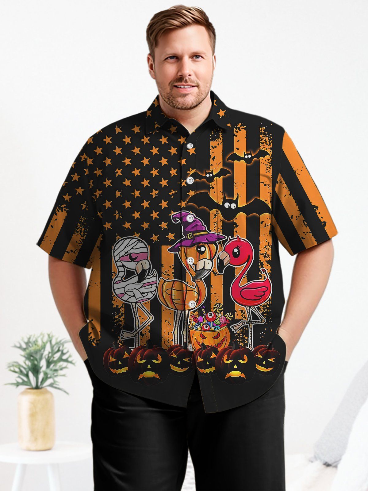 Holidays Big & Tall Flags Hawaiian Shirt Halloween Pumpkin Flamingo Hawaiian Shirt Holidays Big & Tall Flags Hawaiian Shirt Halloween Pumpkin Flamingo Hawaiian Shirt