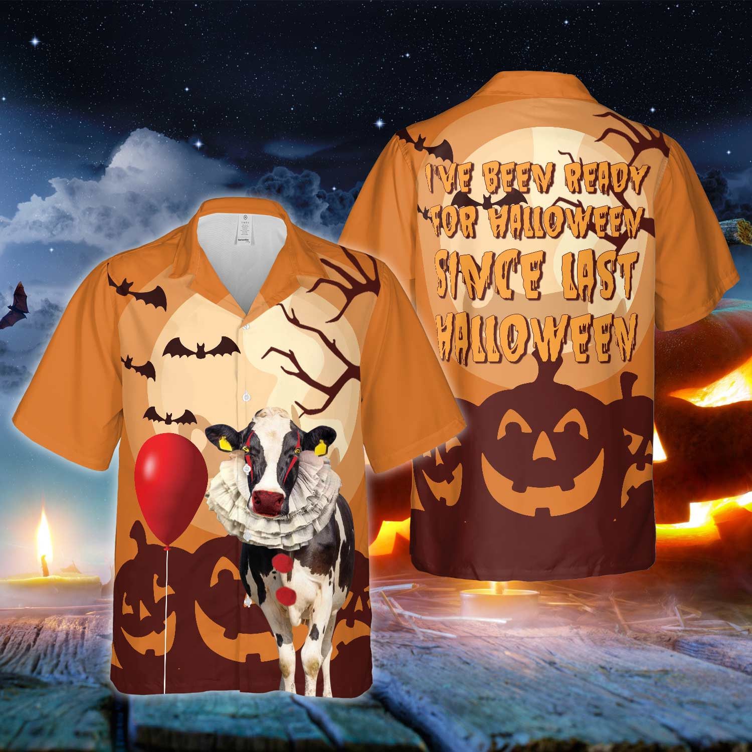Holstein Cattle Halloween Ready 3D Hawaiian Shirt Printed Design
