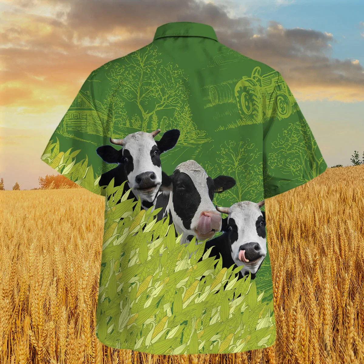 Holstein Farm Corn Pattern Trendy Hawaiian Shirt, Cow Trendy Hawaiian Shirt, Summer Trendy Hawaiian Shirt For Men And Women