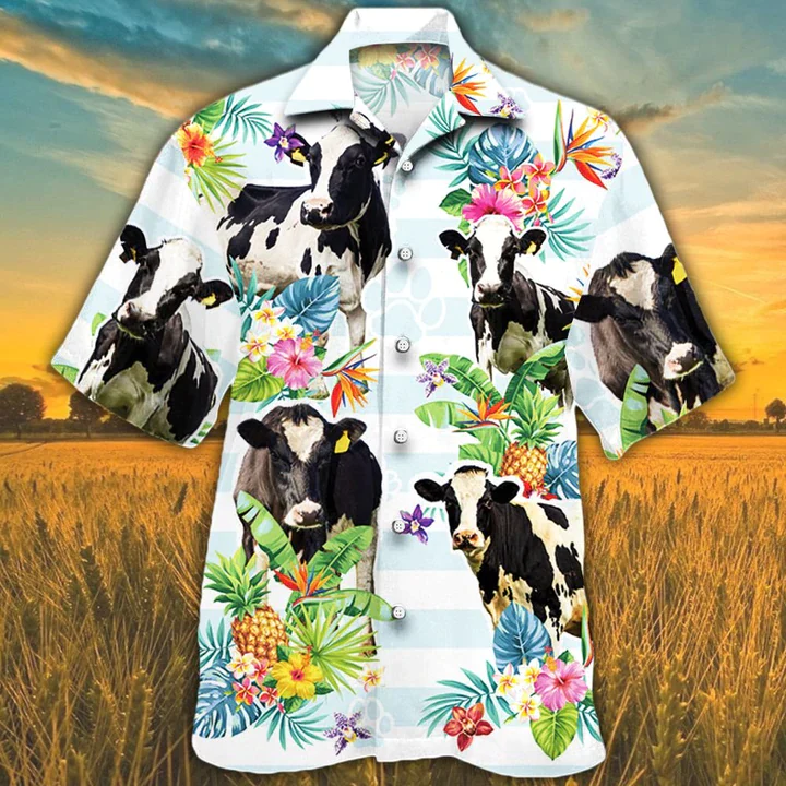 Holstein Friesian Flower Trendy Hawaiian Shirts For Men, Women, Cow Lovers Tropical Flower Trendy Hawaiian Shirt Holstein Friesian Flower Trendy Hawaiian Shirts For Men, Women, Cow Lovers Tropical Flower Trendy Hawaiian Shirt