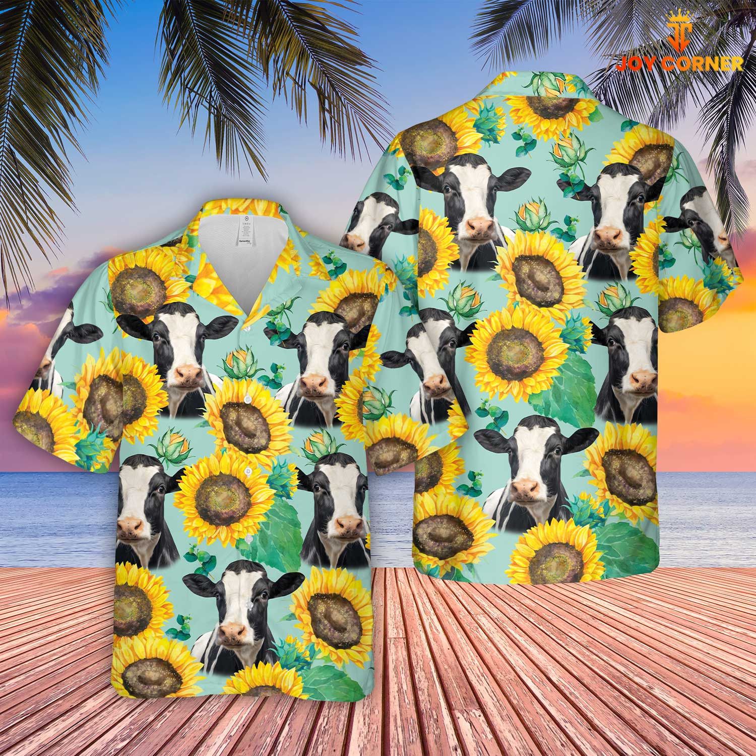 Holstein Hawaiian Shirt Sunflower Farm 3D Print Premium Material And Design