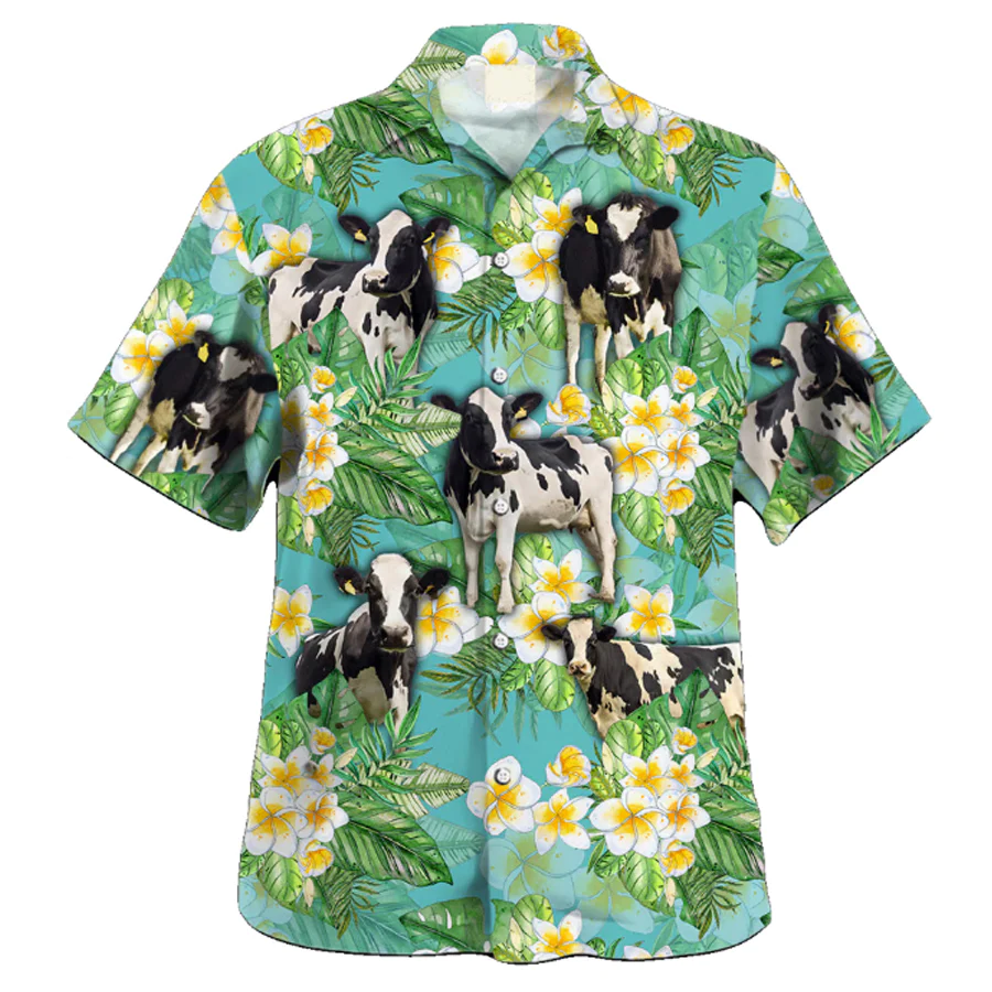 Holstein Tropical Trendy Hawaiian Shirt, Cow Trendy Hawaiian Shirt, Animal Trendy Hawaiian Shirts For Men, Gift For Him