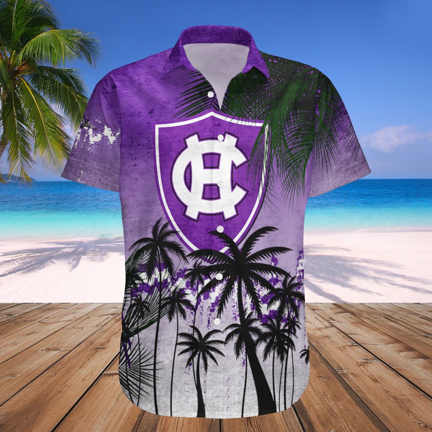 Holy Cross Crusaders Hawaii Shirt Coconut Tree Tropical Grunge – NCAA