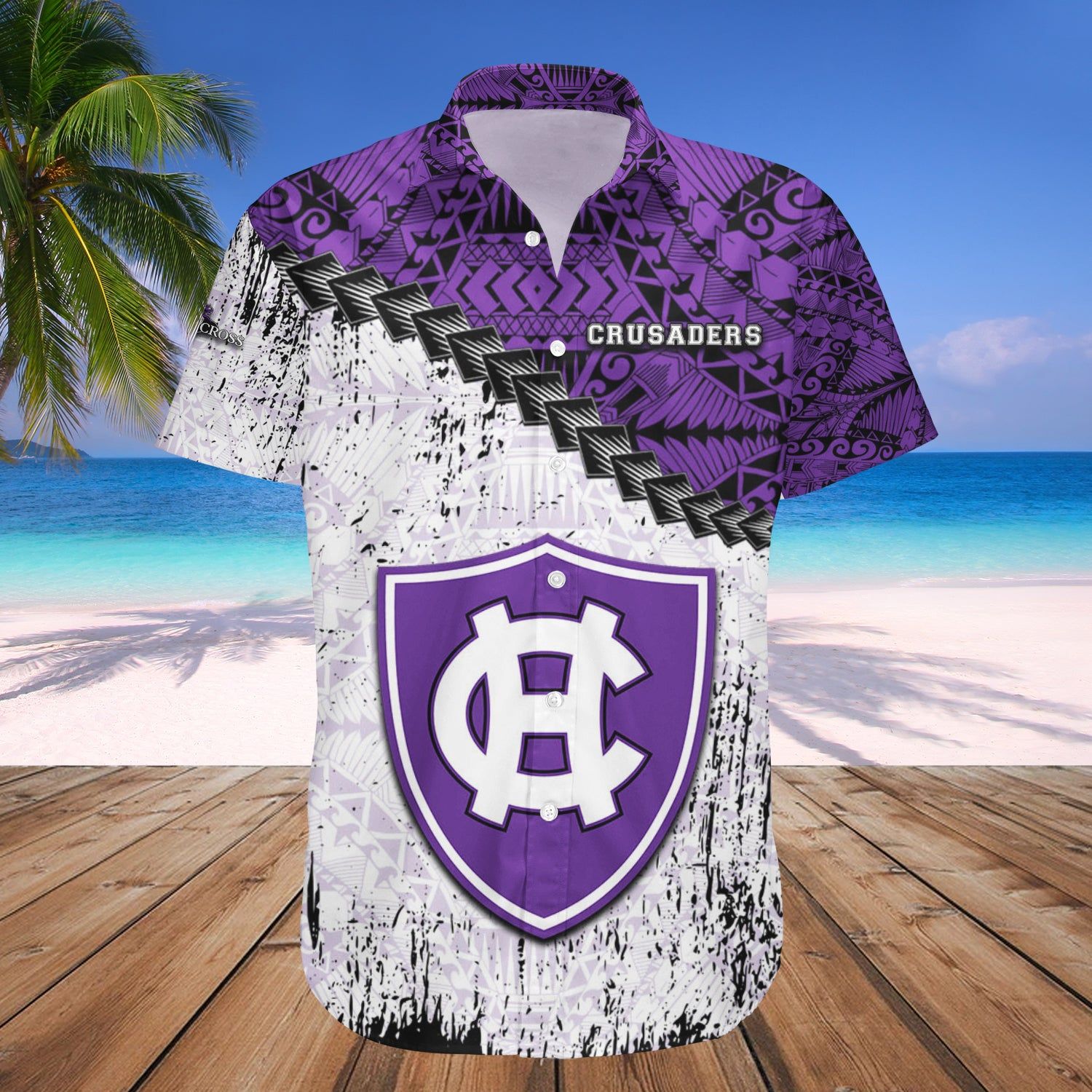 Holy Cross Crusaders Hawaii Shirt Grunge Polynesian Tattoo – NCAA