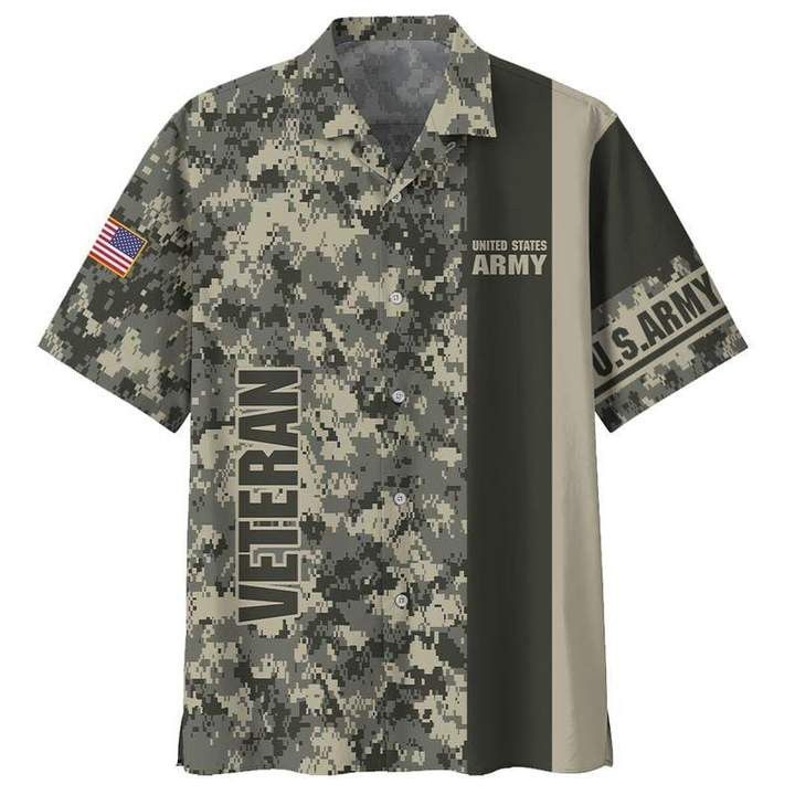 Honor The Fallen Us Army Veteran Vintage Camo Hawaiian Shirt