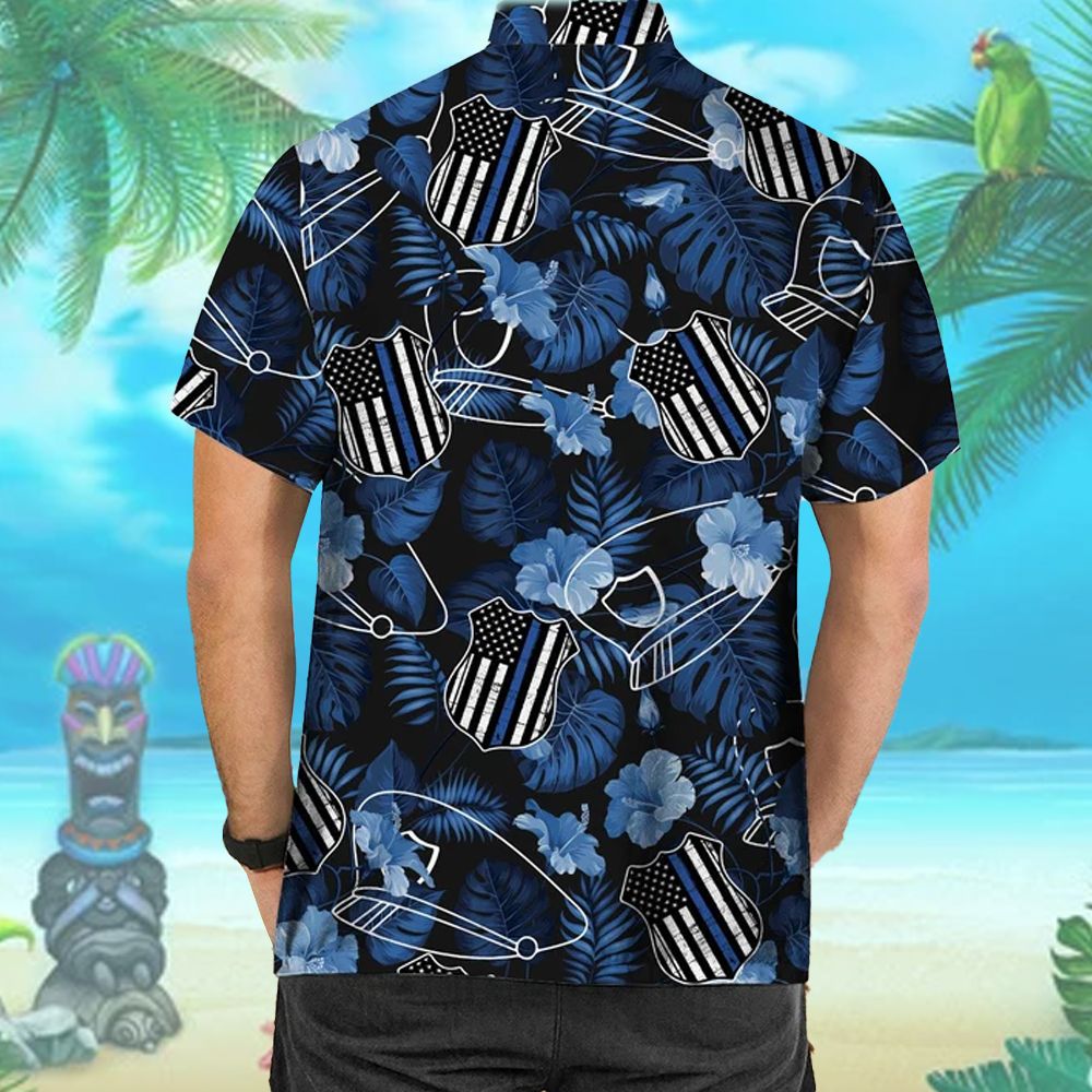 Honoring Police with Thin Blue Line Hawaiian Shirt