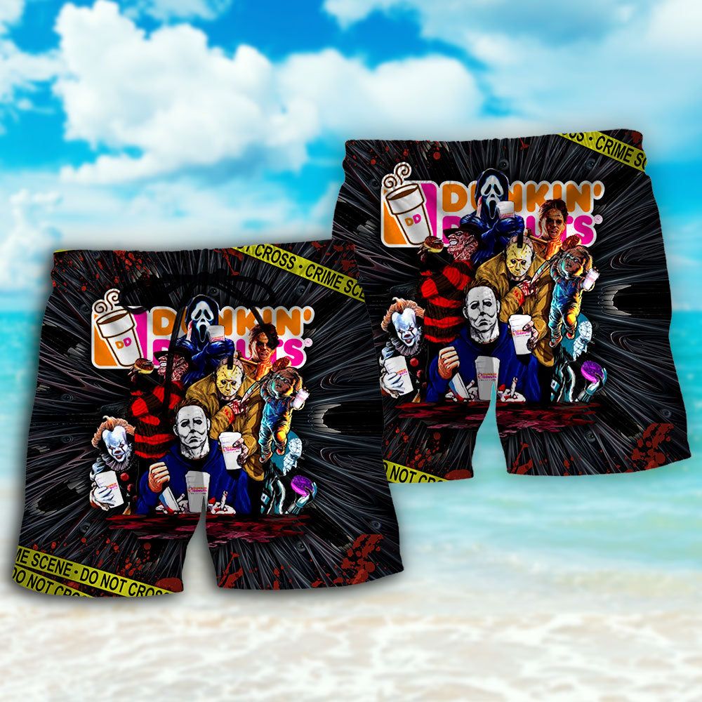 Horror Movie Characters Funny Trendy Aloha Hawaiian Beach Shorts