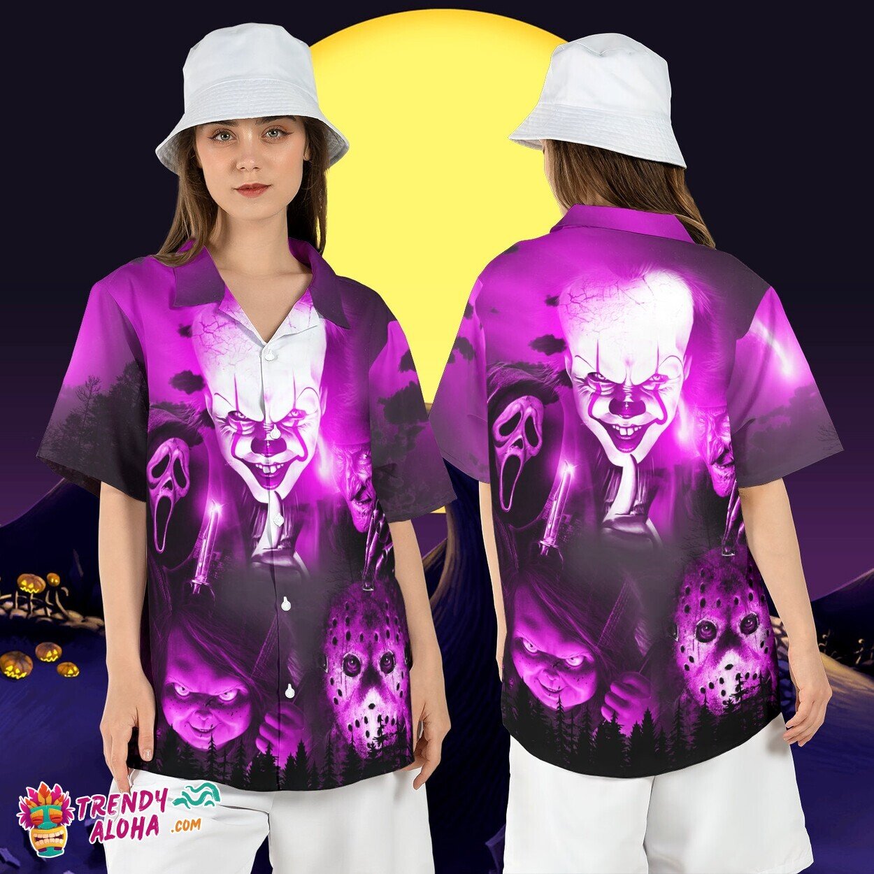 Horror Movie Characters Scary Friends Dolls Killers Aloha Tee
