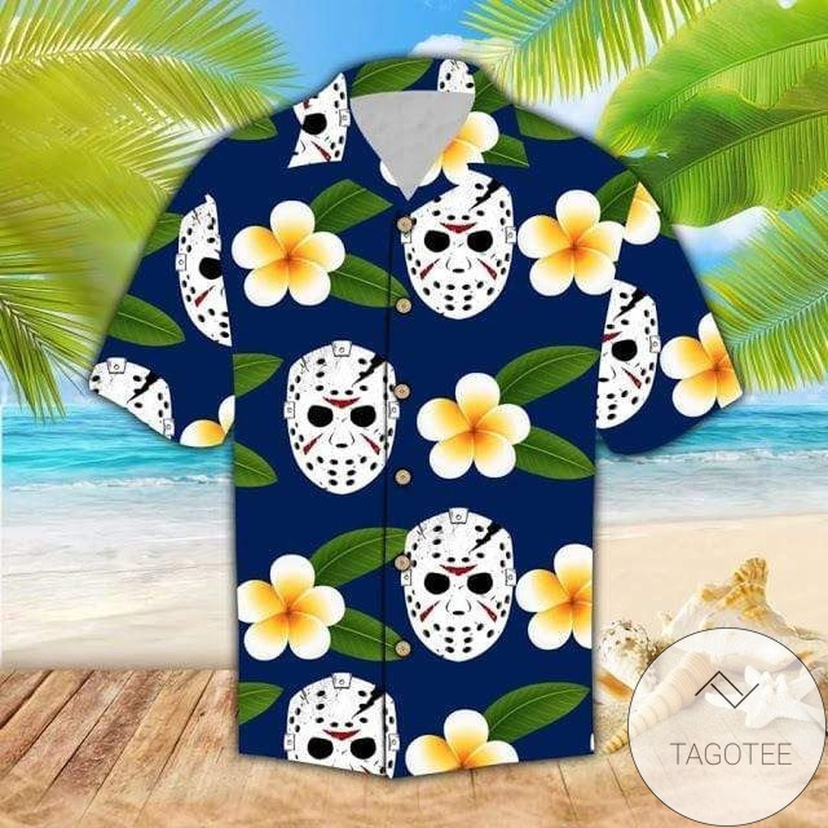 Horror Night Out With Jackson Voorhees Halloween Hawaiian Shirt