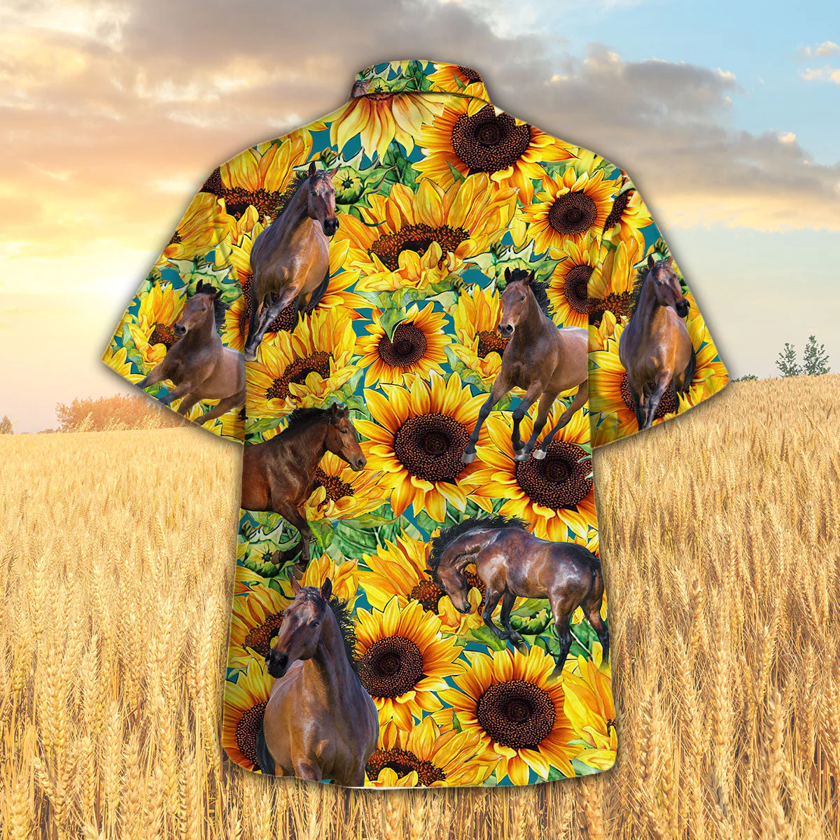 Horse Among Sunflowers 3D Hawaiian Shirt Vibrant All Over Print
