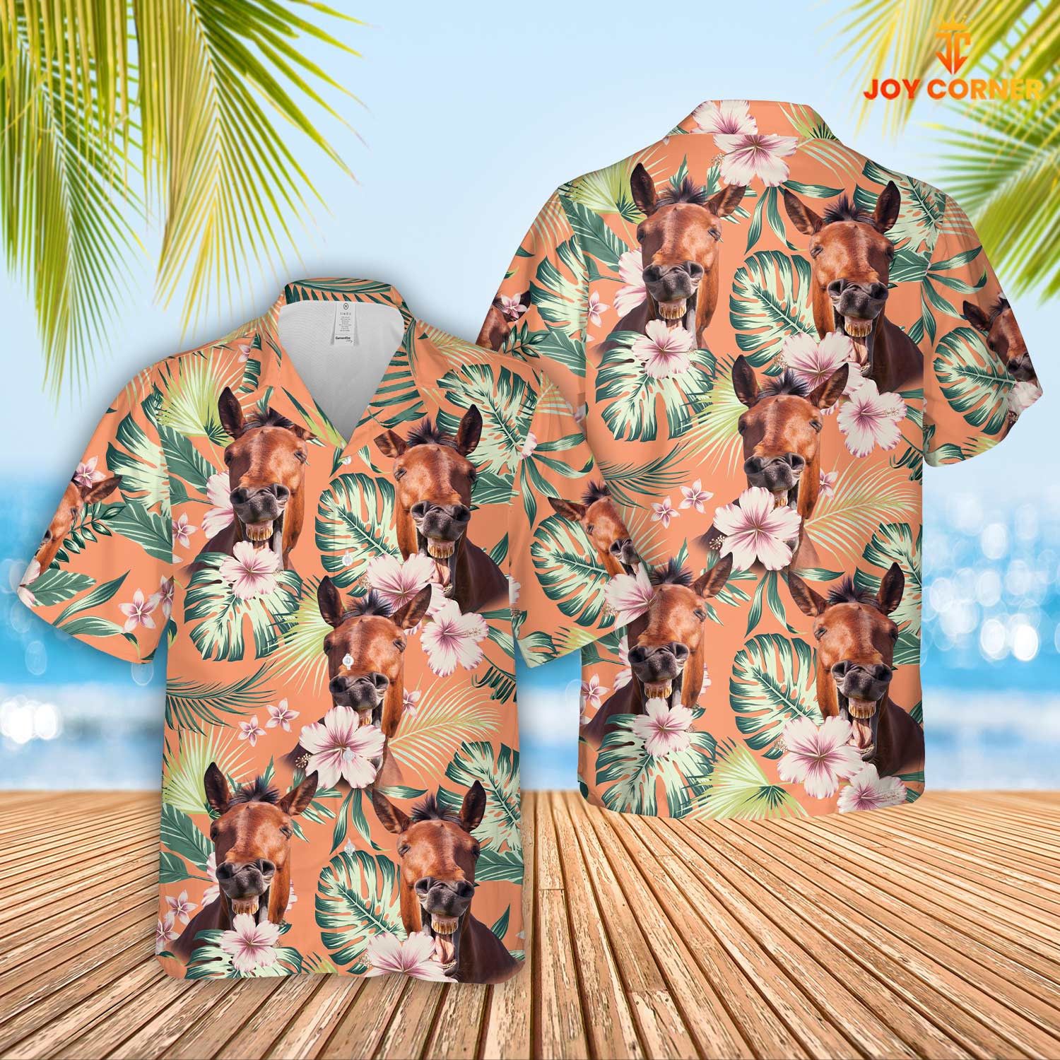 Horse Basking In Summertime Floral Farm Hawaiian Shirt Vibrant Print