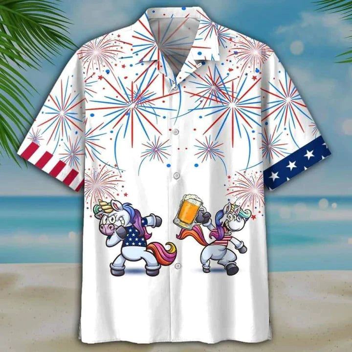 Horse Beer 4Th Of July Hawaiian Shirt