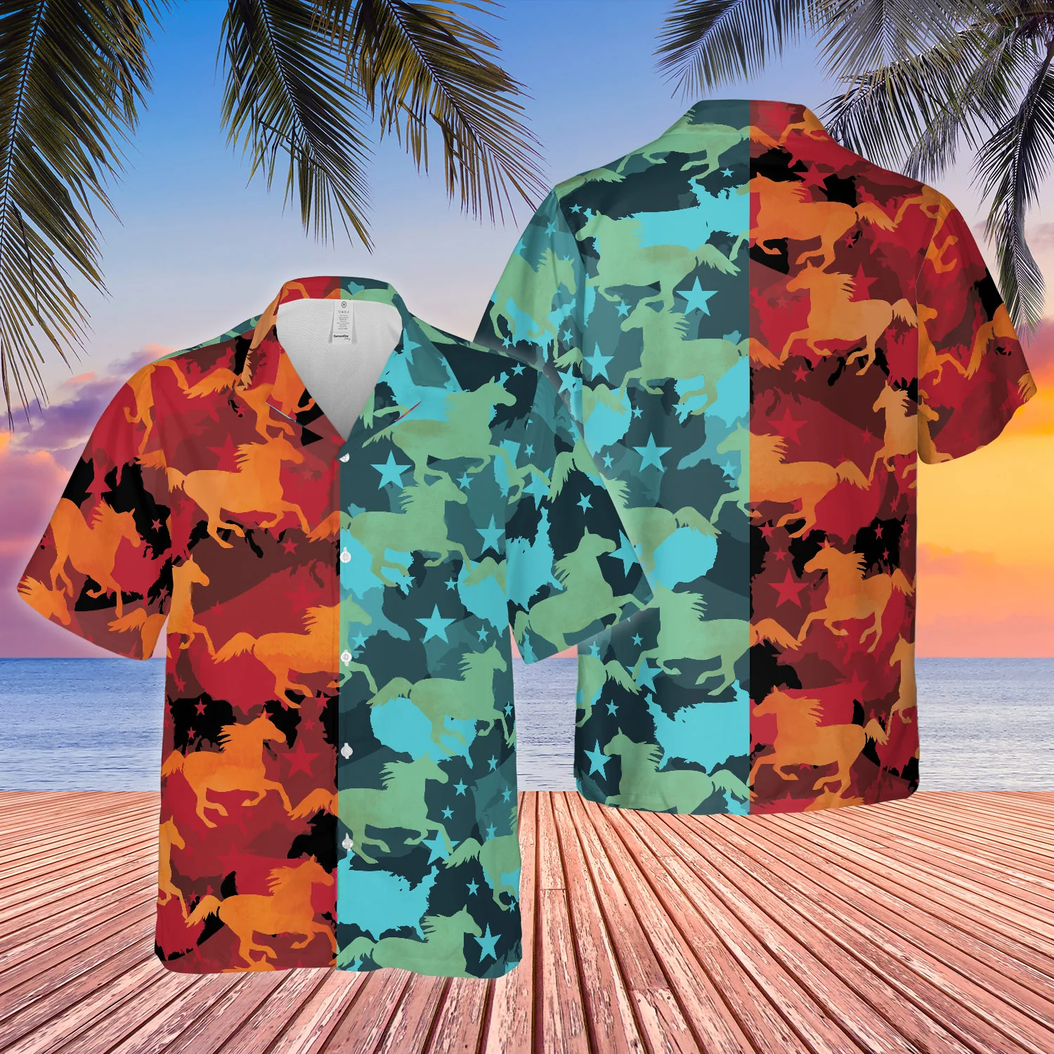 Horse Dual-Temperature Camo 3D Hawaiian Shirt Unique Design