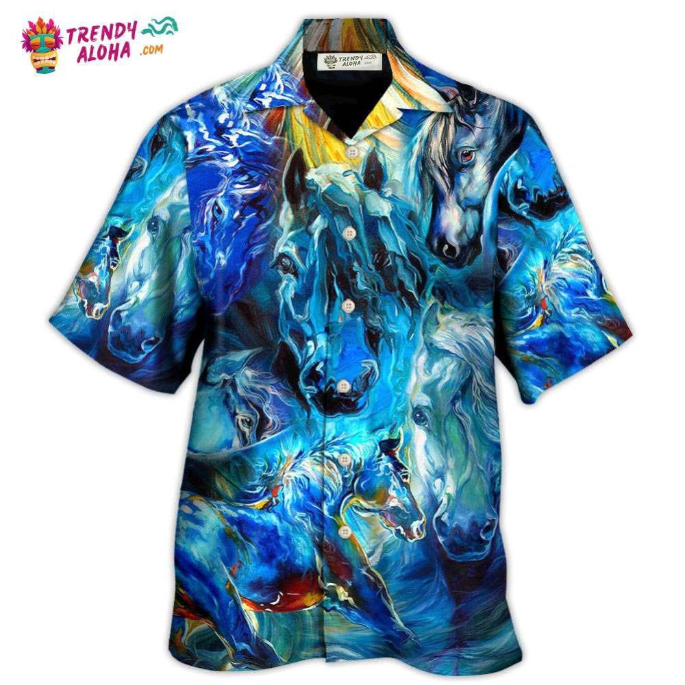 Horse Face Blue Light Cool Art Style Hawaiian Shirt – Trendy Aloha Horse Face Blue Light Cool Art Style Hawaiian Shirt – Trendy Aloha