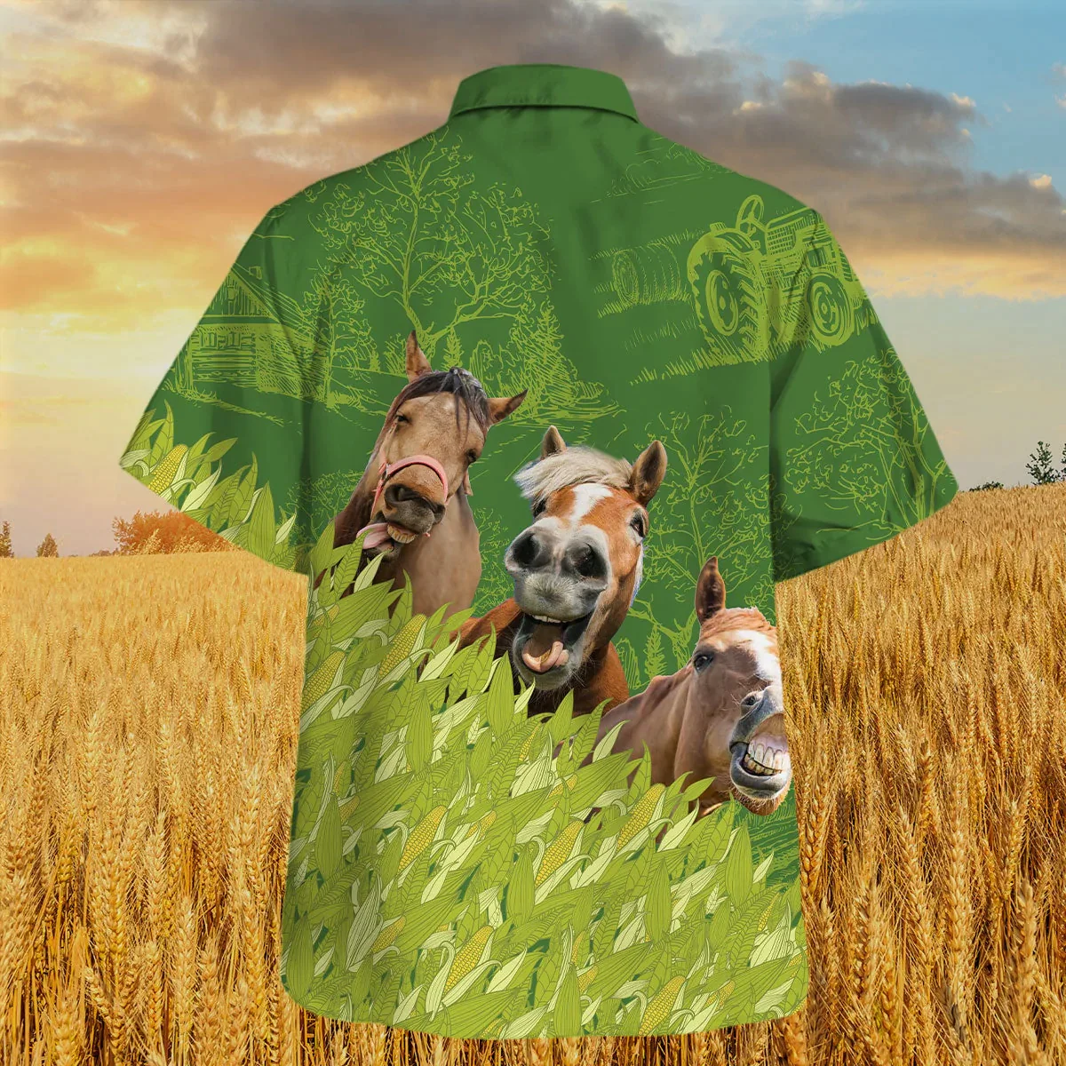 Horse Farm Corn Pattern Trendy Hawaiian Shirt, Horse Trendy Hawaiian Shirt, Summer Trendy Hawaiian Shirt For Men And Women Horse Farm Corn Pattern Trendy Hawaiian Shirt, Horse Trendy Hawaiian Shirt, Summer Trendy Hawaiian Shirt For Men And Women