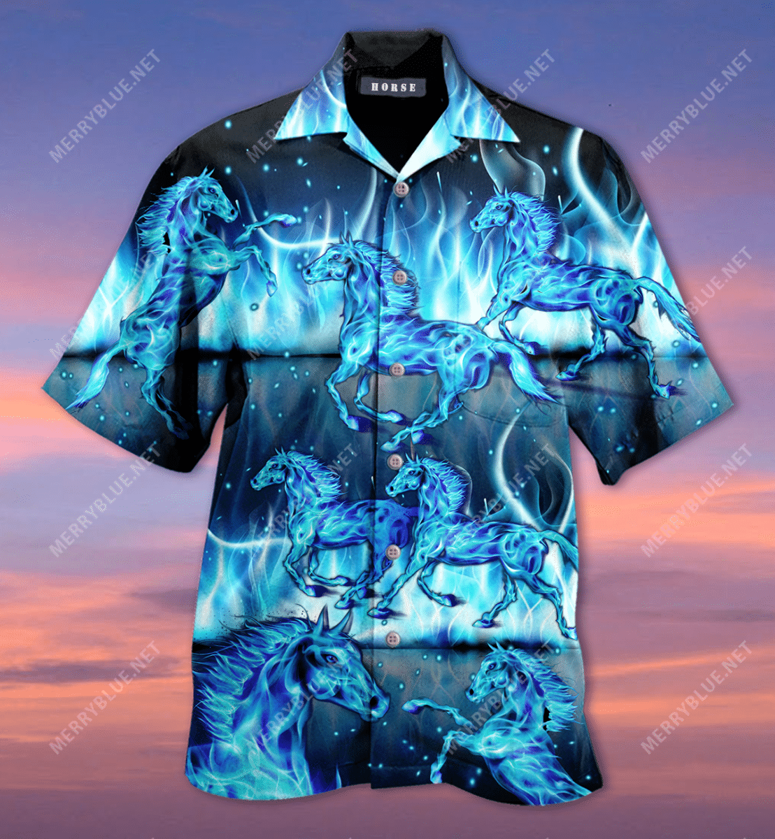 Horse Hawaiian Shirt Burning Blue Horse Horse Lover Hawaii Aloha Shirt