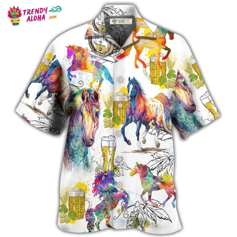 Horse I Like Horse And Beer Hawaiian Shirt – Trendy Aloha