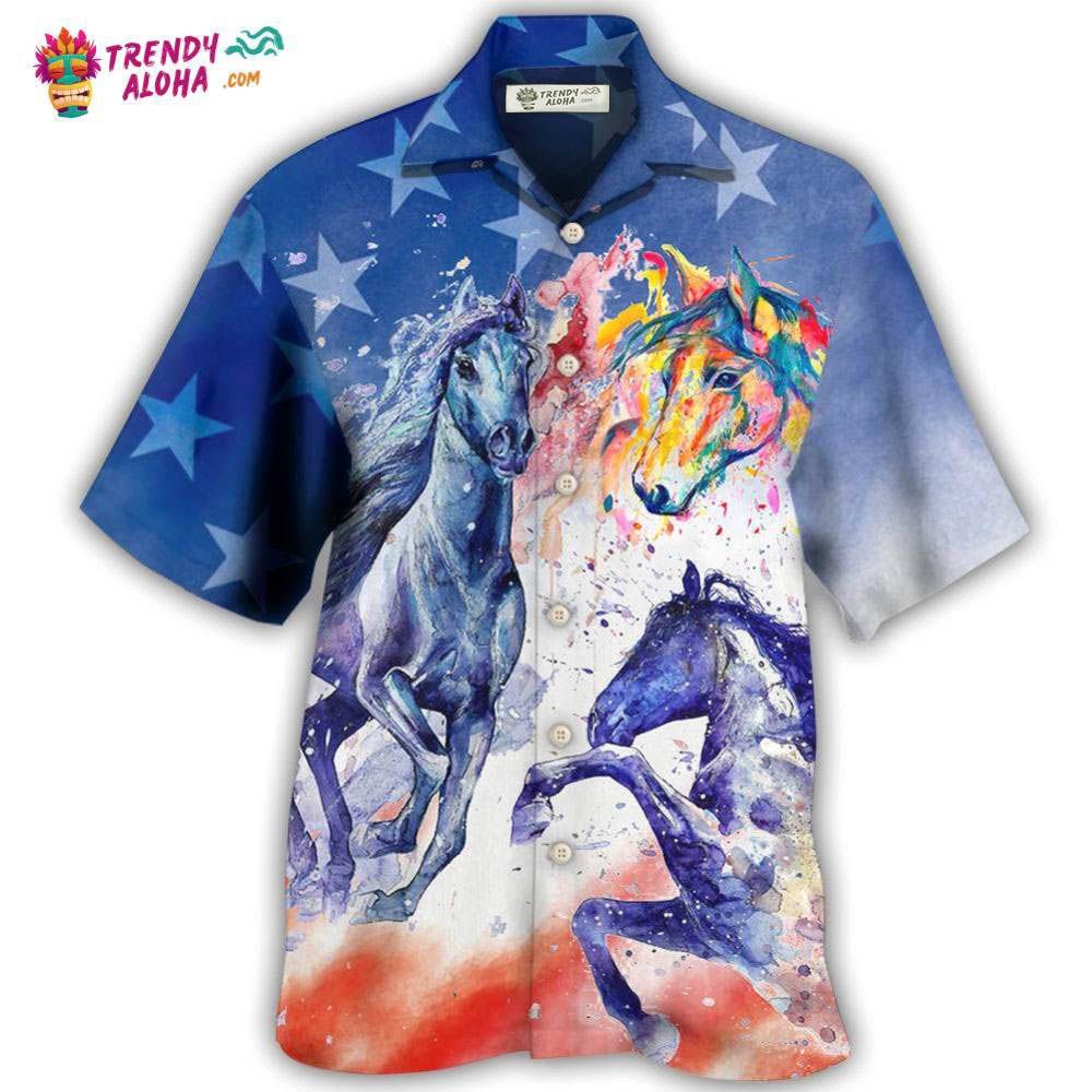 Horse Independence Day Hawaiian Shirt – Trendy Aloha Horse Independence Day Hawaiian Shirt – Trendy Aloha