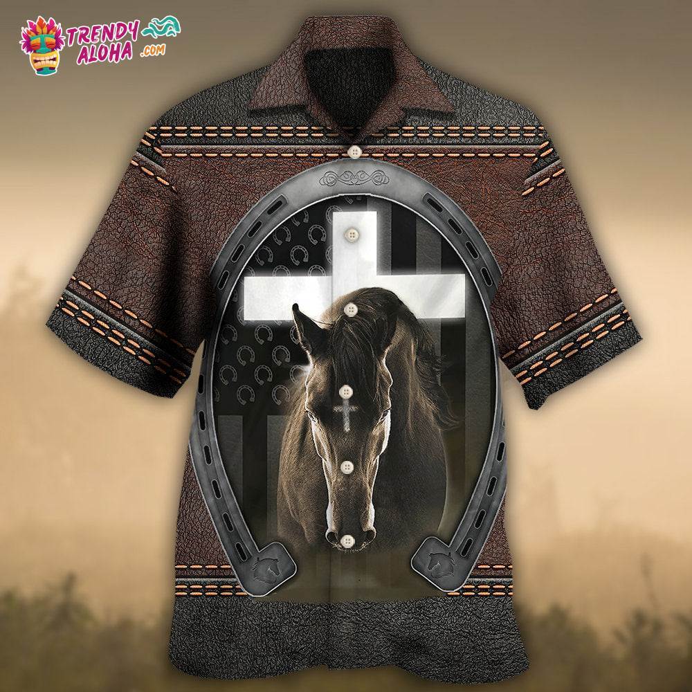 Horse Life Faith Leather Style Hawaiian Shirt – Trendy Aloha