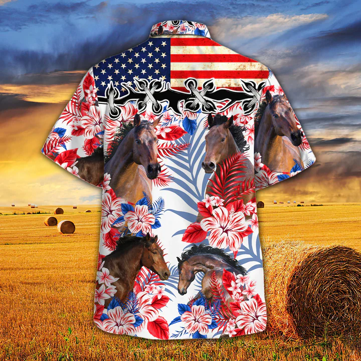 Horse Lovers American Flag Trendy Hawaiian Shirt, Horse Aloha Trendy Hawaiian Shirt, Trendy Hawaiian Shirt Men, Trendy Hawaiian Shirt Women