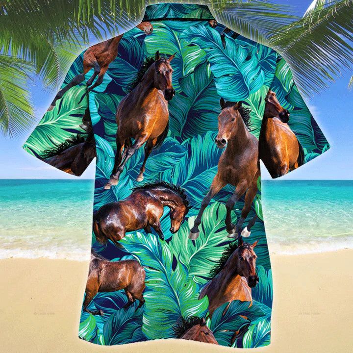 Horse Lovers Gift Hawaiian Shirt, Horse Hawaiian Shirt Vintage Flower, Horse Aloha Shirt