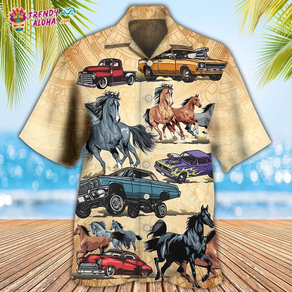 Horse Muscle Car I Like Muscle Car And Horse Hawaiian Shirt – Trendy Aloha