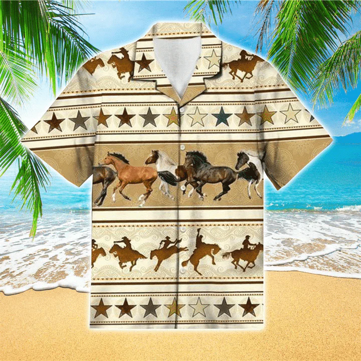 Horse Pattern Trendy Hawaiian Shirt For Men, Women