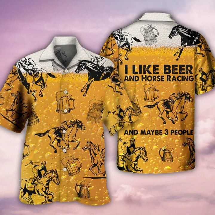 Horse Racing And Beer Trendy Hawaiian Shirt Gift For Horse Lover Beer Party, Summer Gift For Women – Men