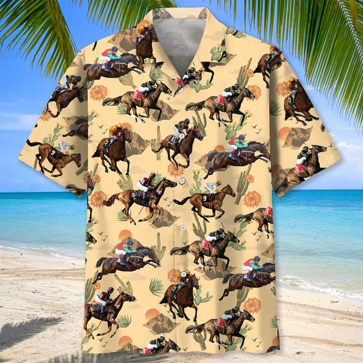 Horse Racing Desert Trendy Hawaiian Shirt For Men And Women