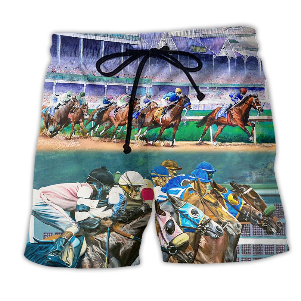 Horse Racing We Love Cool Style Trendy Aloha Hawaiian Beach Shorts Horse Racing We Love Cool Style Trendy Aloha Hawaiian Beach Shorts