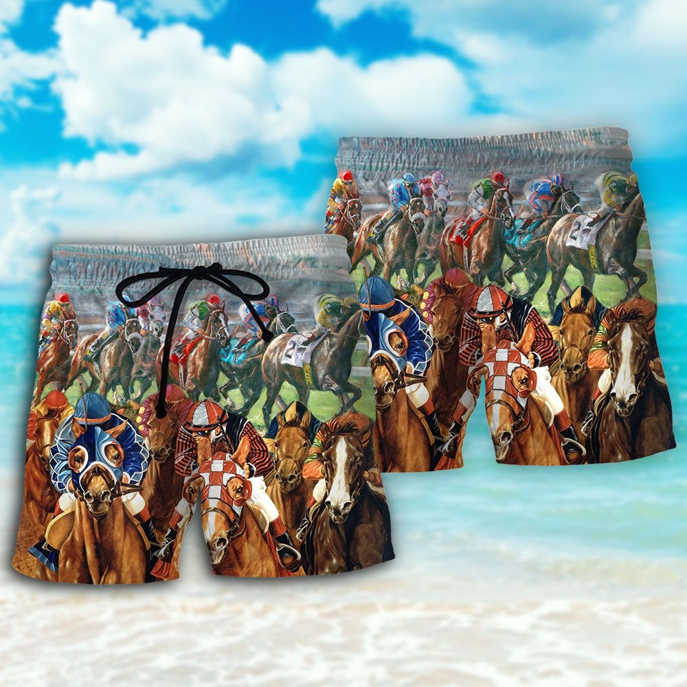 Horse Racing You Have The Best Seat Trendy Aloha Hawaiian Beach Shorts