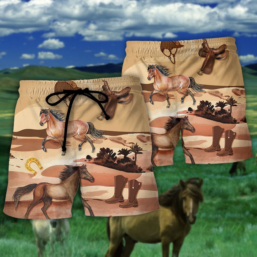 Horse Riding Flamingo Husband And Wife Riding Partners For Life Trendy Aloha Hawaiian Beach Shorts