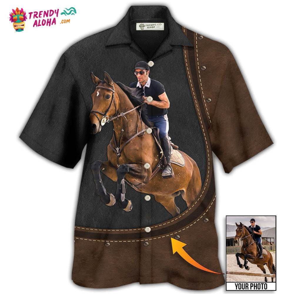 Horse Riding Horse Leather Style Custom Photo Hawaiian Shirt – Trendy Aloha Horse Riding Horse Leather Style Custom Photo Hawaiian Shirt – Trendy Aloha