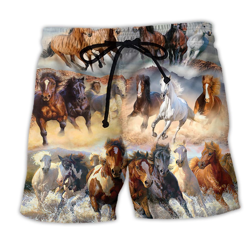 Horse Running Amazing Basic Style Trendy Aloha Hawaiian Beach Shorts Horse Running Amazing Basic Style Trendy Aloha Hawaiian Beach Shorts