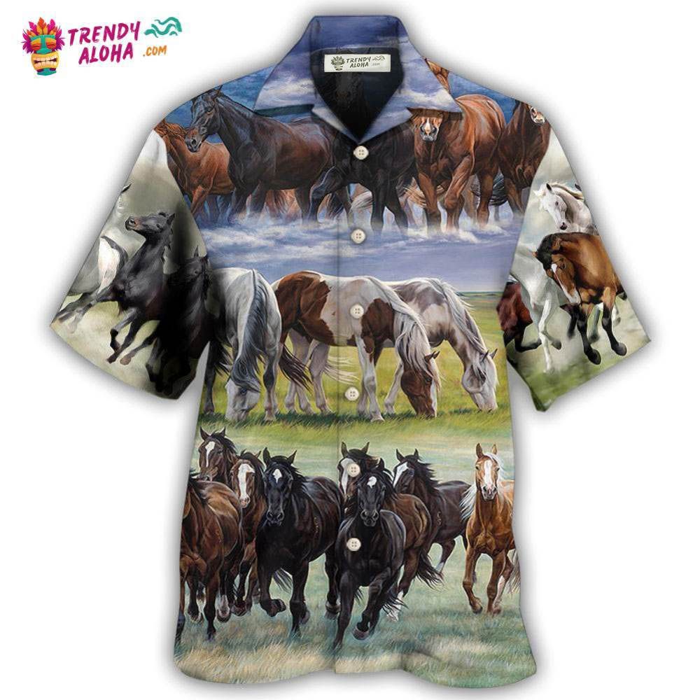 Horse Running Cool Painting Style Hawaiian Shirt – Trendy Aloha Horse Running Cool Painting Style Hawaiian Shirt – Trendy Aloha