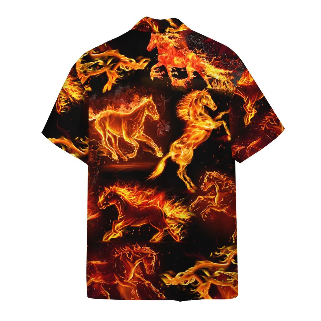 Horse Trendy Hawaiian Shirt Fire Horse Pattern Black Red Hawaii Aloha Shirt