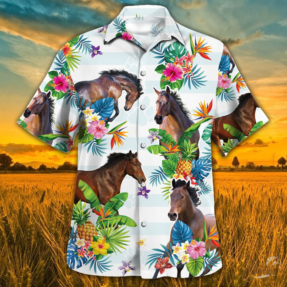 Horse Tropical Flower Trendy Hawaiian Shirt, Horse Trendy Hawaiian Shirt For Summer Gifts