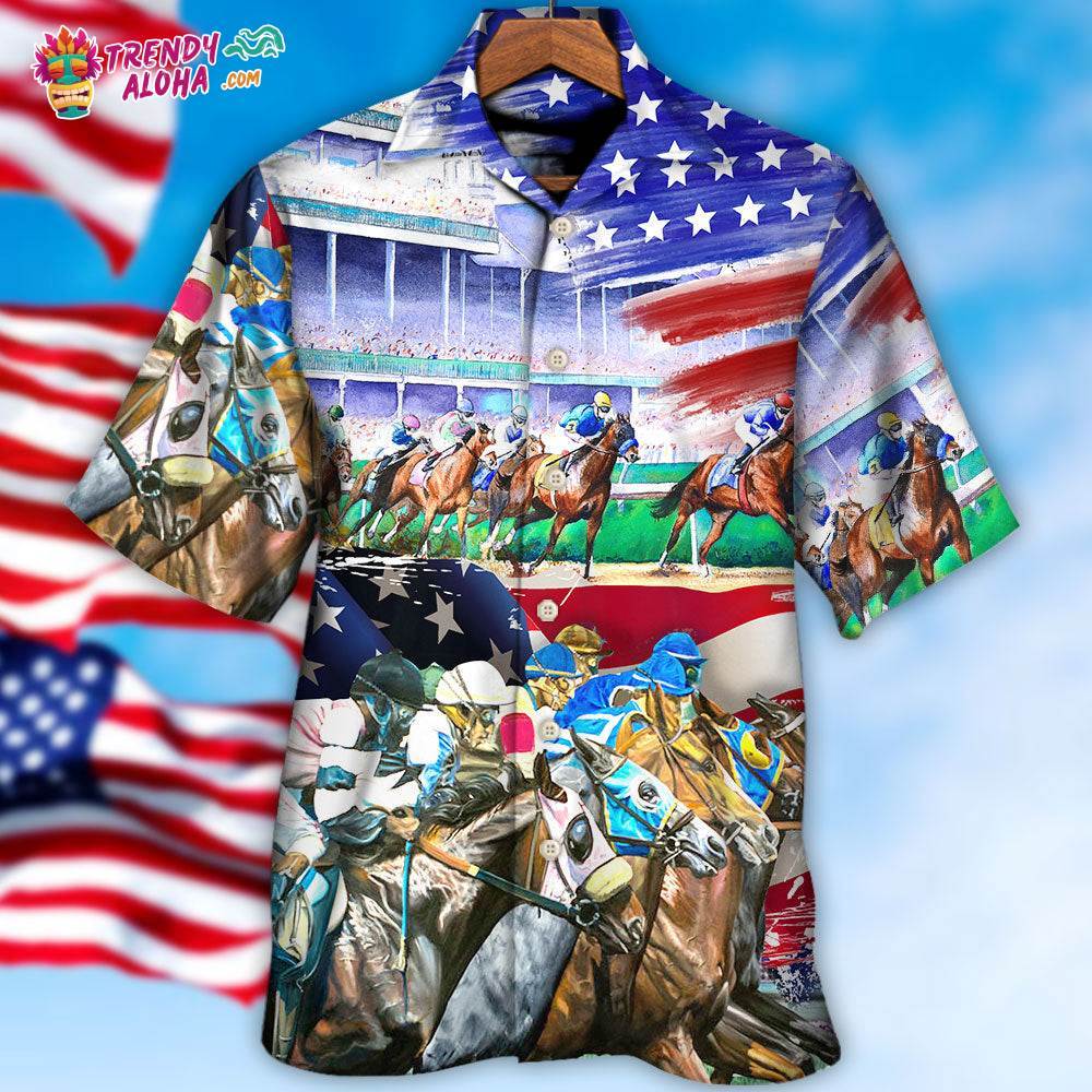 Horse Usa Flag Horse Racing Amazing Seat Lover Hawaiian Shirt – Trendy Aloha