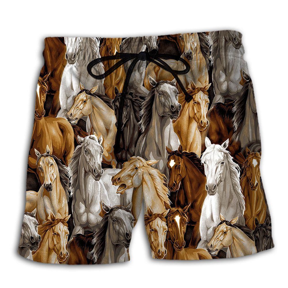 Horse Vintage Basic Style Trendy Aloha Hawaiian Beach Shorts Horse Vintage Basic Style Trendy Aloha Hawaiian Beach Shorts